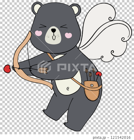 Valentine cupid bear adorable bear with heart arrow, perfect for Valentines Day art and decor. 121542016