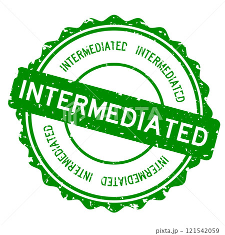Grunge green intermediated word round rubber seal stamp on white background 121542059