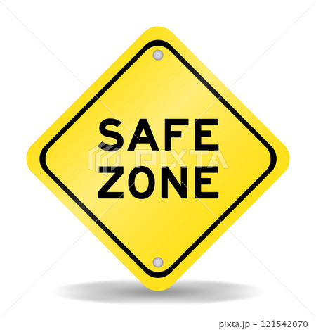 Yellow color transportation sign with word safe zone on white background 121542070