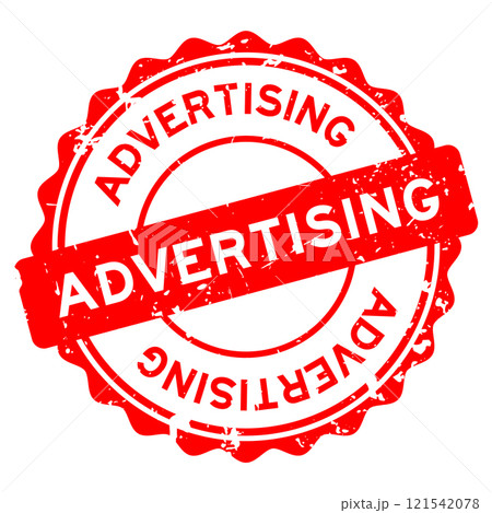 Grunge red advertising word round seal stamp on white background Grunge red advertising word round seal stamp on white background 121542078