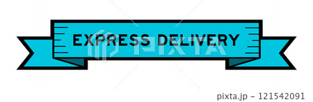 Ribbon label banner with word express delivery in blue color on white background Ribbon label banner with word express delivery in blue color on white background 121542091