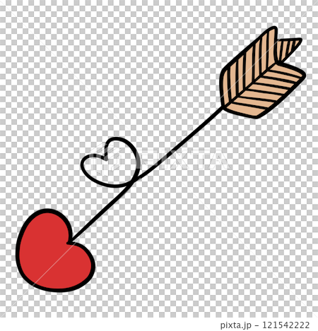 Cupid Arrow Illustration with Heart Symbol for Valentine Day and Romantic Themes 121542222