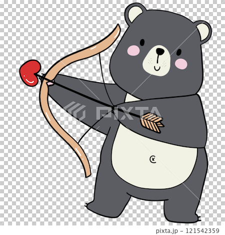 Valentine cupid bear adorable bear with heart arrow, perfect for Valentines Day art and decor. 121542359