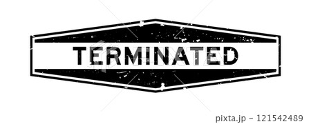 Grunge black terminated word hexagon rubber seal stamp on white background 121542489