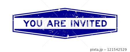 Grunge blue you are invited word hexagon rubber seal stamp on white background Grunge blue you are invited word hexagon rubber seal stamp on white background 121542529