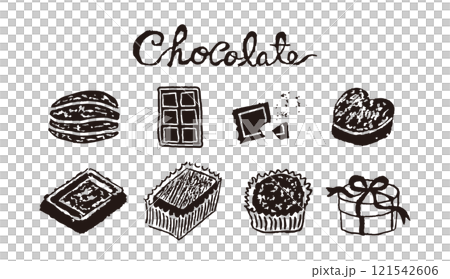 手書きのチョコレートイラストセット 手書きのチョコレートイラストセット 121542606