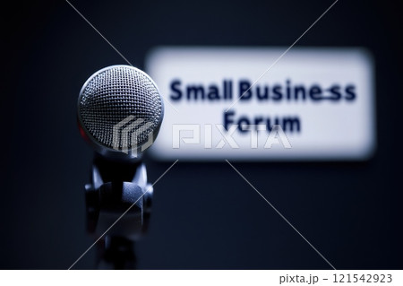 Professional Microphone Ready for Use at Small Business Forum Event for Engagement and Discussion Professional Microphone Ready for Use at Small Business Forum Event for Engagement and Discussion 121542923