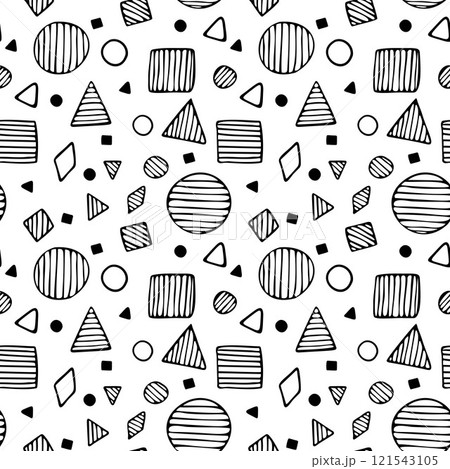 Endless geometric pattern. Seamless ornament, simple geometrical shapes. 121543105