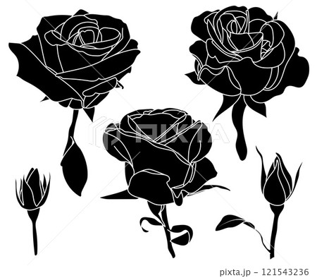 Simple rose silhouette icons collection 121543236