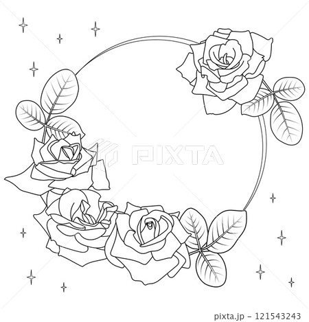 Decorative floral rose round frame. 121543243