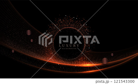 Composition with a round frame made of tinsel with bright arched ribbons 121543300