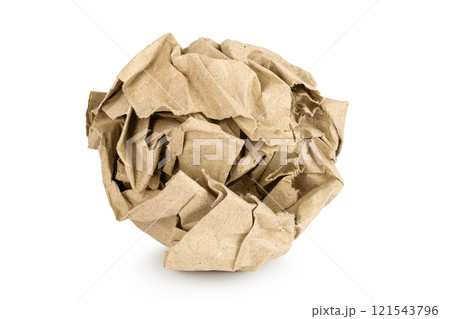 Crumpled brown sheet of paper isolated on white background Crumpled brown sheet of paper isolated on white background 121543796