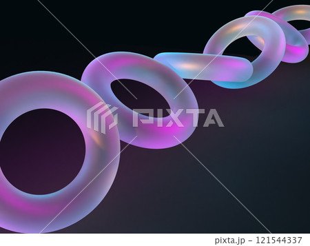 虹色に輝く透明なリングの3Dイラストレーション 虹色に輝く透明なリングの3Dイラストレーション 121544337