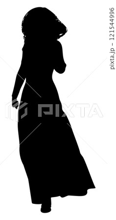 Silhouette of Woman in Long Dress 121544996