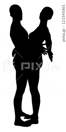 Silhouettes of Embracing Couple Silhouettes of Embracing Couple 121545001