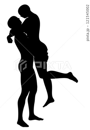 Silhouettes of Embracing Couple Silhouettes of Embracing Couple 121545002