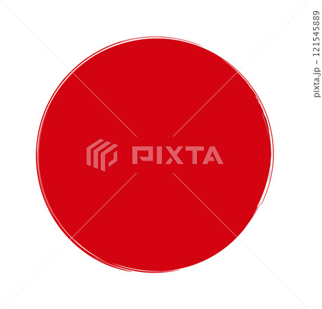 ラフな手書きの赤い丸 - 筆でラフに描いたシンプルでおしゃれな円のイラスト素材 ラフな手書きの赤い丸 - 筆でラフに描いたシンプルでおしゃれな円のイラスト素材 121545889