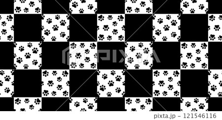 dog paw seamless pattern footprint checked cat pet french bulldog puppy kitten bear vector cartoon doodle tile background gift wrapping paper repeat wallpaper scarf isolated illustration design 121546116