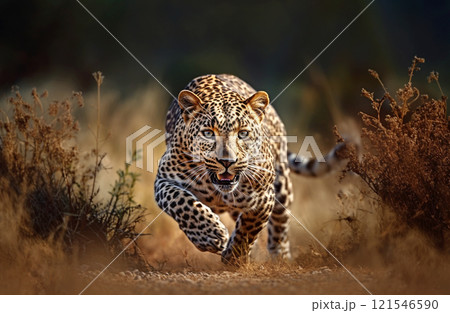 Close-up of a leopard stalking prey 121546590