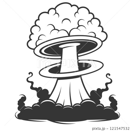 Nuclear bomb explosion vector icon isolated on black Nuclear bomb explosion vector icon isolated on black 121547532