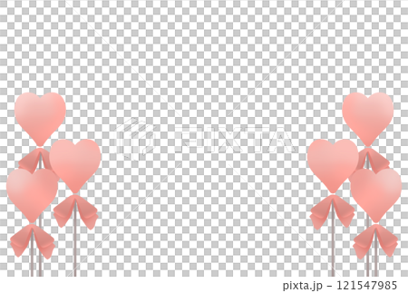 Heart balloon frame with pale pink ribbon 121547985