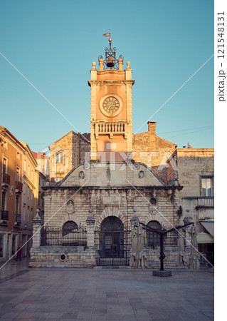 Clock tower in old town of Zadar city, Croatia 121548131