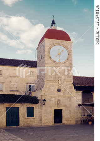 Clock tower in Trogir old town, Croatia 121548136