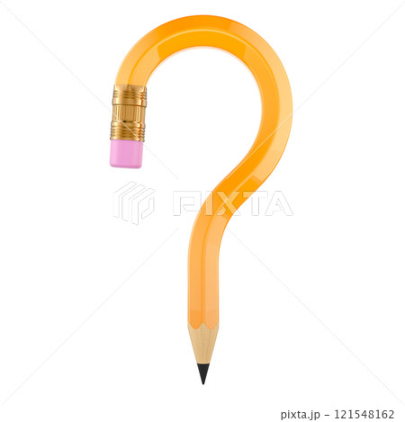 Pencil as question mark, 3D rendering Pencil as question mark, 3D rendering 121548162