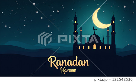 Ramadan Kareem Card with Mosque 121548530