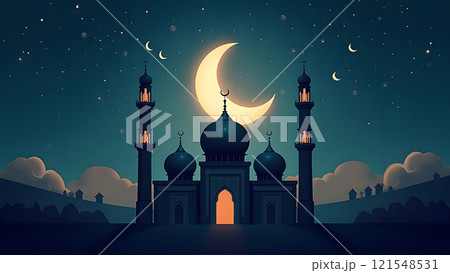 Ramadan Kareem Card with Mosque Ramadan Kareem Card with Mosque 121548531