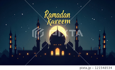 Ramadan Kareem Card with Mosque 121548534