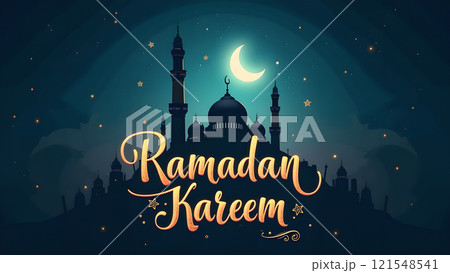 Ramadan Kareem Card with Mosque 121548541