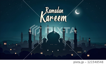 Ramadan Kareem Card with Mosque 121548548