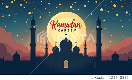 Ramadan Kareem Card with Mosque 121548553