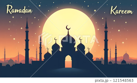 Ramadan Kareem Card with Mosque 121548563