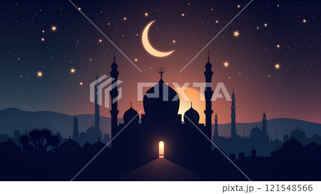 Ramadan Kareem Card with Mosque Ramadan Kareem Card with Mosque 121548566