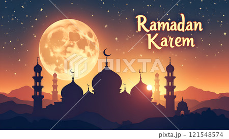Ramadan Kareem Card with Mosque 121548574