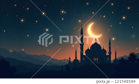 Ramadan Kareem Card with Mosque 121548584