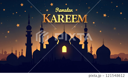 Ramadan Kareem Card with Mosque 121548612