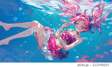 幻想的な水中のイラスト 121549207