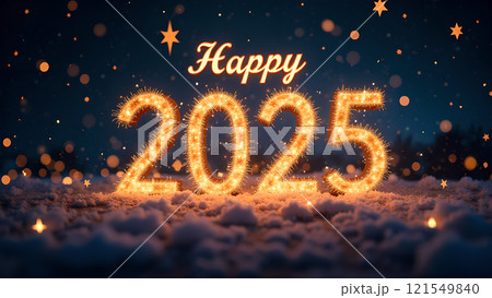 happy new year text on dark background 121549840