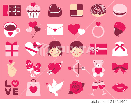 バレンタインアイコンセット_ベクターイラスト バレンタインアイコンセット_ベクターイラスト 121551444