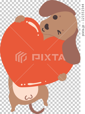 Cute Valentine Dog Dachshund hug heart 121551544