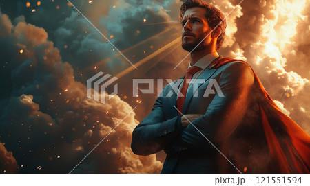 困った時のヒーロー、ビジネスマン 困った時のヒーロー、ビジネスマン 121551594