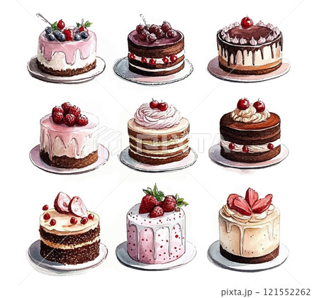 おいしそうなカフェメニューイラスト おいしそうなカフェメニューイラスト 121552262