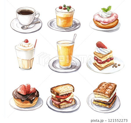 おいしそうなカフェメニューイラスト 121552273