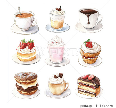 おいしそうなカフェメニューイラスト 121552276