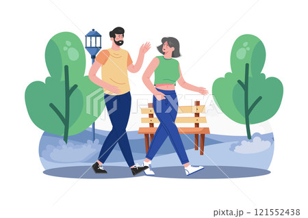 Couple's Romantic Park Walk 121552438