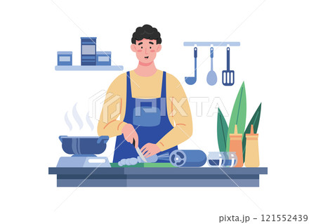 Man's Cooking of Wife's Favorite Meal 121552439