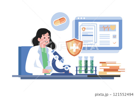 A Doctor Researching A New Treatments 121552494